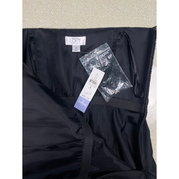 NWT LOFT Ann Taylor Strapless Floral Embroidered ALine Dress Black Linen Size 8P - Picture 10 of 11